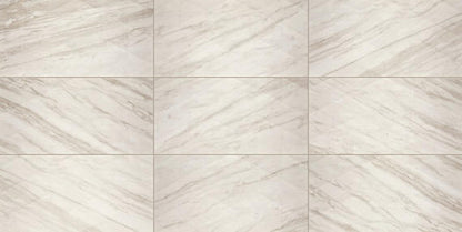 12x24 Perpetuo Light Veining  Patterned Marble-Look Satin 3D-Geometric Porcelain Tile Soft White