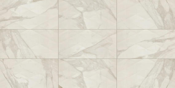 12x24 Perpetuo Light Veining  Patterned Marble-Look Satin 3D-Geometric Porcelain Tile Cream White