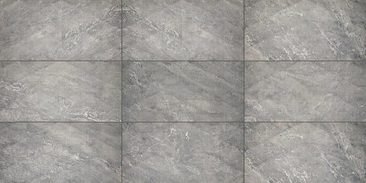 12x24 Perpetuo Light Veining  Patterned Marble-Look Satin 3D-Geometric Porcelain Tile Silver Gray