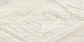 Soft White - 12x24 Perpetuo Light Veining Natural Marble-Look Satin Wavy Porcelain Tile
