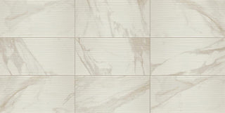 12x24 Perpetuo Light Veining Natural Marble-Look Satin Wavy Porcelain Tile