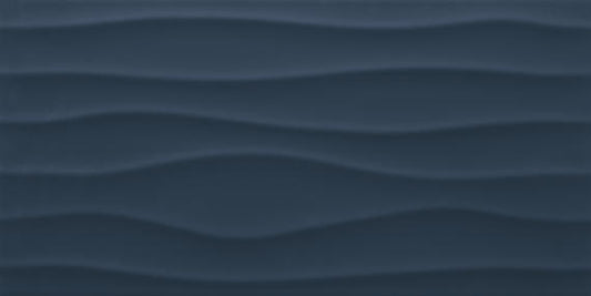 12x24 Multitude Wave  Natural Solid-Color Matte Textured Ceramic Tile Deep Blue