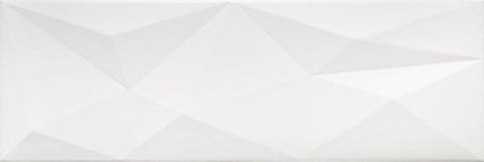 12x36 Aesthetic  Natural Solid-Color Satin 3D-Geometric Low-Poly Ceramic Tile Pure White