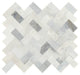 12x11 Minute Mosaix Herringbone  Mosaic Marble-Look Polished Smooth Marble Tile Silver White