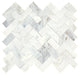 12x11 Minute Mosaix Herringbone  Mosaic Marble-Look Polished Smooth Marble Tile White Marble