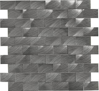 12x12 Structure Subway Pattern Mosaic Metallic-Look Brushed 3D-Geometric Metal Tile