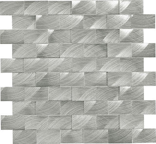 12x12 Structure Subway Pattern Mosaic Metallic-Look Satin 3D-Geometric Metal Tile