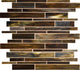 12x12 Serenade Random Pattern  Mosaic Mixed-Color Glossy Smooth Glass Tile Dark Walnut