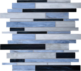 12x12 Serenade Random Pattern Mosaic Mixed-Color Glossy Smooth Glass Tile