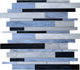 12x12 Serenade Random Pattern  Mosaic Mixed-Color Glossy Smooth Glass Tile Blue Gray
