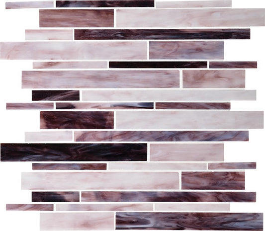 12x12 Serenade Random Pattern  Mosaic Mixed-Color Glossy Smooth Glass Tile Rose Mauve