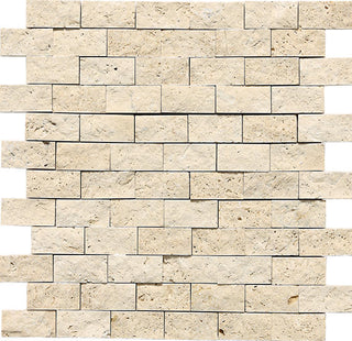12x12 Travertine Subway Pattern Mosaic Stone-Look Matte Split-Face Travertine Tile