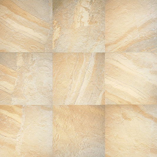 13x13 Ayers Rock Light Veining  Natural Stone-Look Matte Textured Porcelain Tile Golden Sand