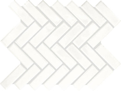 1x3 Color Wheel Mosaic Herringbone  Mosaic Solid-Color Glossy Smooth Ceramic Tile White