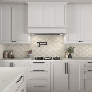 Cream White - 9x12 Color Wheel Mosaic Herringbone Mosaic Solid-Color Glossy Smooth Ceramic Tile
