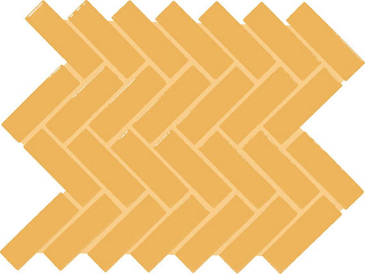 1x3 Color Wheel Mosaic Herringbone  Mosaic Solid-Color Glossy Smooth Ceramic Tile Mustard Yellow