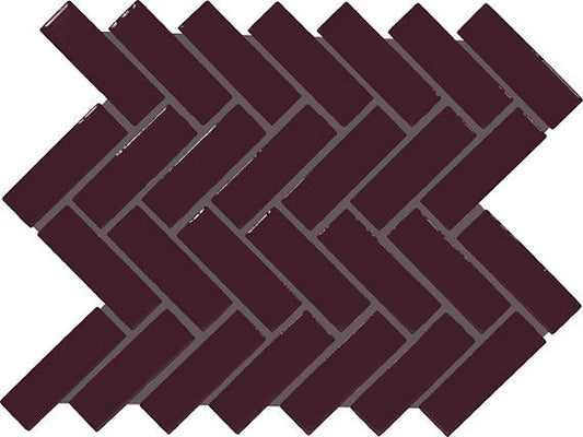 1x3 Color Wheel Mosaic Herringbone  Mosaic Solid-Color Glossy Smooth Ceramic Tile Purple