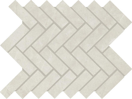 1x3 Prime Herringbone  Mosaic Stone-Look Matte Smooth Ceramic Tile Soft White