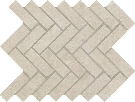 1x3 Prime Herringbone  Mosaic Stone-Look Matte Smooth Ceramic Tile Bright Griege