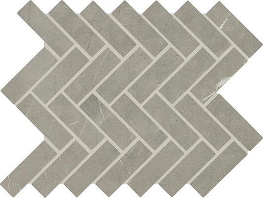 1x3 Prime Herringbone  Mosaic Stone-Look Matte Smooth Ceramic Tile Dark Gray