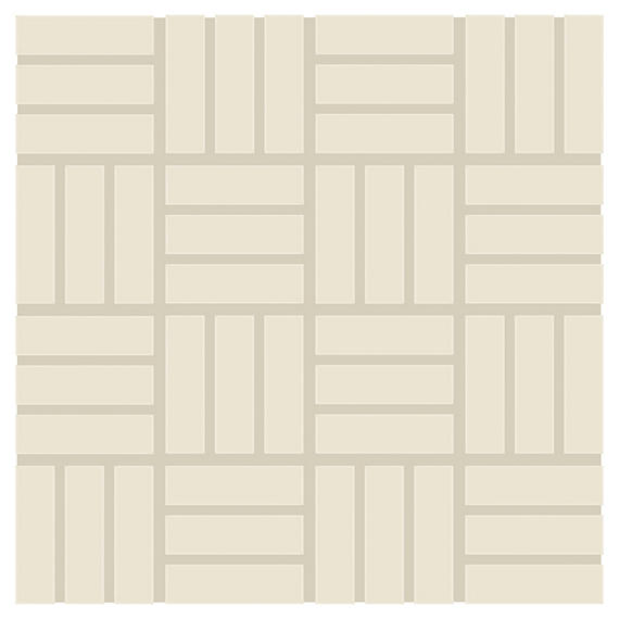 1x3 Color Wheel Mosaic Lattice Weave  Mosaic Solid-Color Glossy Smooth Ceramic Tile Cream White