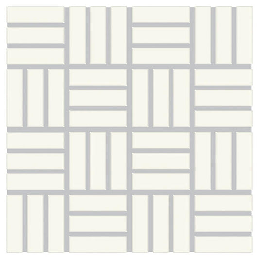 1x3 Color Wheel Mosaic Lattice Weave  Mosaic Solid-Color Matte Smooth Ceramic Tile Cream White