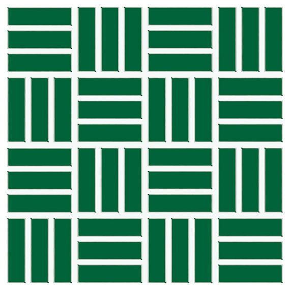 1x3 Color Wheel Mosaic Lattice Weave  Mosaic Solid-Color Glossy Smooth Ceramic Tile Green