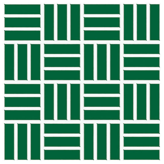 1x3 Color Wheel Mosaic Lattice Weave  Mosaic Solid-Color Glossy Smooth Ceramic Tile Green