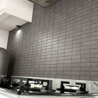 Dark Gray - 12x12 Modern Oasis Grid Mosaic Stone-Look Matte Smooth Porcelain Tile