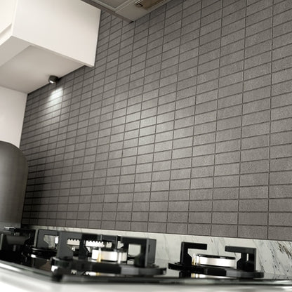 1x3 Modern Oasis Grid  Mosaic Stone-Look Matte Smooth Porcelain Tile Dark Gray