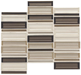 11x12 Cascading Waters Random Pattern Stacked Mosaic Mixed-Color Glossy Smooth Glass Tile