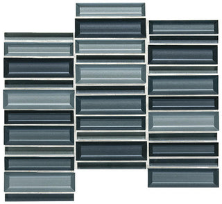 11x12 Cascading Waters Random Pattern Stacked Mosaic Mixed-Color Glossy Smooth Glass Tile