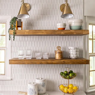 Off-White - 1x4 Revalia Remix Picket Mosaic Mixed-Color Glossy 3D-Geometric Faceted Ceramic Tile