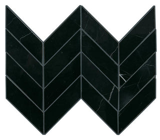 14x14 Pietra Divina Chevron Mosaic Natural-Look Polished Smooth Marble Tile