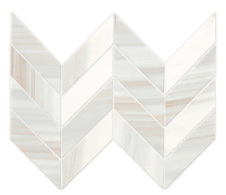 14x14 Pietra Divina Chevron Mosaic Natural-Look Polished Smooth Marble Tile