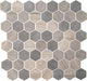 11/2 Crosswood Hexagon  Mosaic Wood-Look Matte Textured Glass Tile Medium Gray