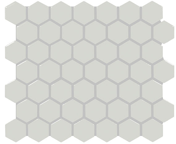11/2 Color Story Mosaics Hexagon  Mosaic Solid-Color Glossy Smooth Ceramic Tile Light Gray