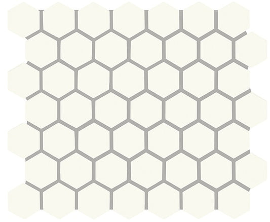 11/2 Color Story Mosaics Hexagon  Mosaic Solid-Color Glossy Smooth Ceramic Tile Matte White