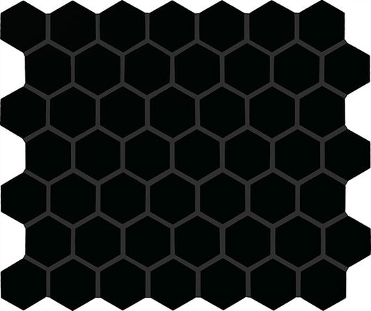 11/2 Color Story Mosaics Hexagon  Mosaic Solid-Color Glossy Smooth Ceramic Tile Jet Black