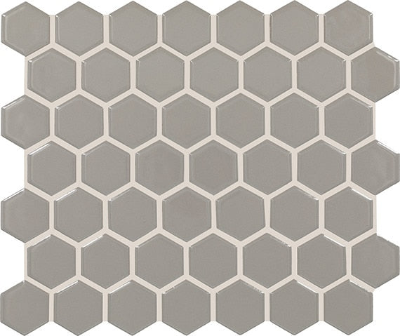 11/2 Color Story Mosaics Hexagon  Mosaic Solid-Color Glossy Smooth Ceramic Tile Slate Gray