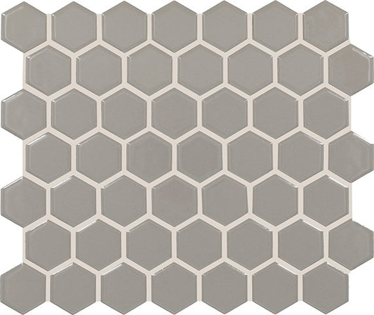 11/2 Color Story Mosaics Hexagon  Mosaic Solid-Color Glossy Smooth Ceramic Tile Slate Gray