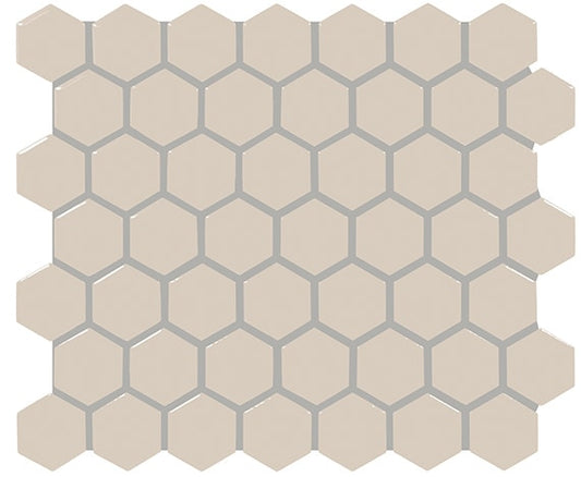 11/2 Color Story Mosaics Hexagon  Mosaic Solid-Color Glossy Smooth Ceramic Tile Light Cream