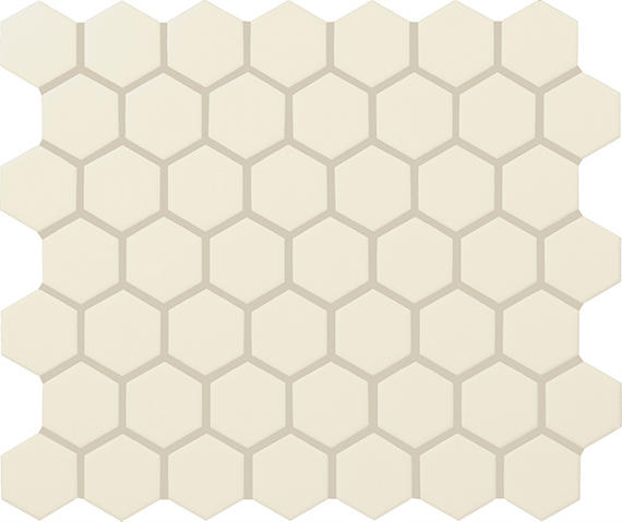 11/2 Color Wheel Mosaic Hexagon  Mosaic Solid-Color Glossy Smooth Ceramic Tile Cream White