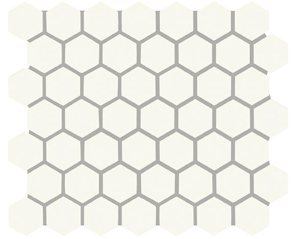 11/2 Color Wheel Mosaic Hexagon  Mosaic Solid-Color Matte Smooth Ceramic Tile Cream White