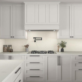 Light Beige - 12x14 Color Wheel Mosaic Hexagon Mosaic Solid-Color Matte Smooth Ceramic Tile