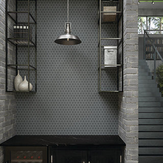 Dark Gray - 12x14 Color Wheel Mosaic Hexagon Mosaic Solid-Color Matte Smooth Ceramic Tile