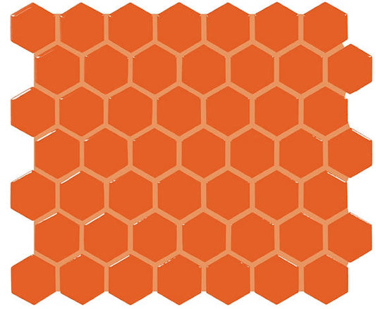 11/2 Color Wheel Mosaic Hexagon  Mosaic Solid-Color Glossy Smooth Ceramic Tile Orange