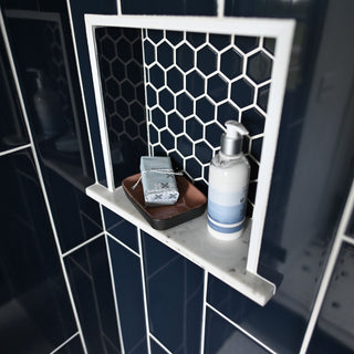 Navy Blue - 12x14 Color Wheel Mosaic Hexagon Mosaic Solid-Color Glossy Smooth Ceramic Tile