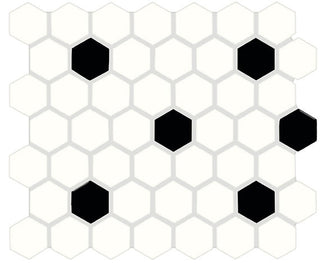 12x14 Color Wheel Mosaic Hexagon Dotted Grid Mosaic Mixed-Color Glossy Smooth Ceramic Tile