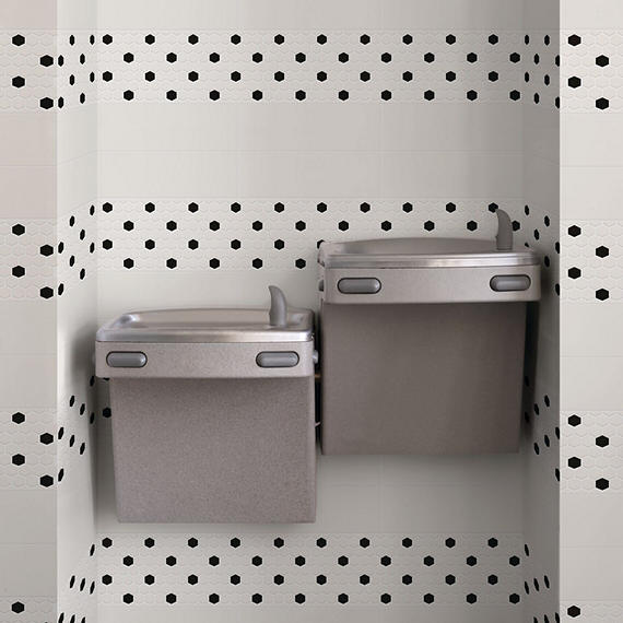 11/2 Color Wheel Mosaic Hexagon Dotted Grid Mosaic Mixed-Color Glossy Smooth Ceramic Tile White & Black